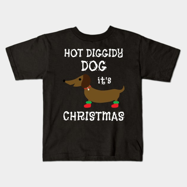 Dachshund Wiener Dog Christmas Design Kids T-Shirt by MedleyDesigns67